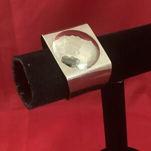 Large silver tone metallic bracelet